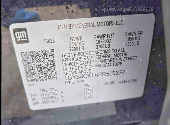 1GYS4CKL6PR510374 2023 CADILLAC ESCALADE Black უკანა სალონის ხედი