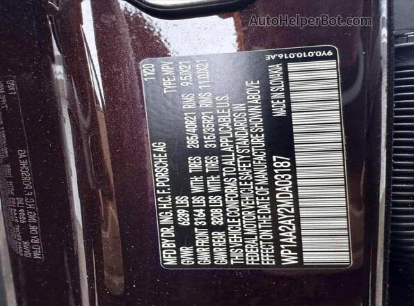 WP1AA2AY2MDA03187 2021 PORSCHE CAYENNE Brown Vista de los asientos traseros