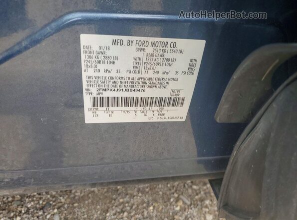 2FMPK4J91JBB49476 2018 FORD EDGE Blue სალონის 360-გრადუსიანი ხედი