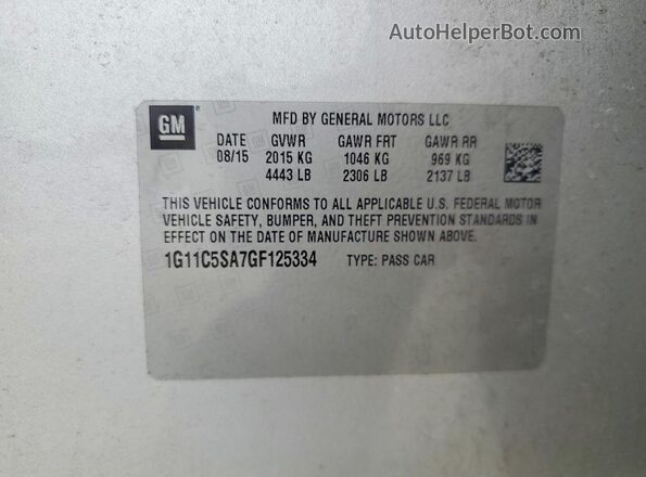 1G11C5SA7GF125334 2016 CHEVROLET MALIBU Silver 