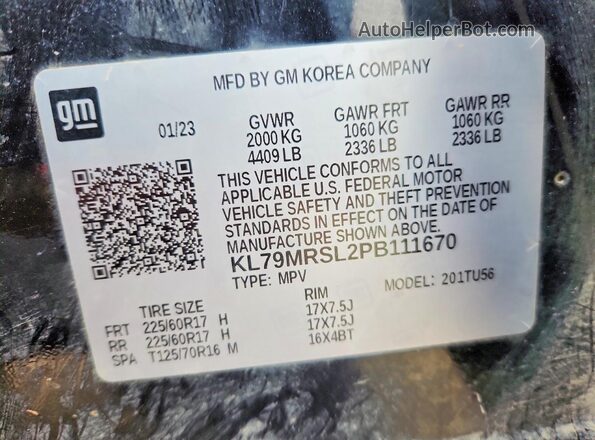 KL79MRSL2PB111670 2023 CHEVROLET TRAILBLAZER Black 