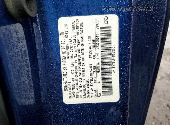 JN1EV7EL6HM552001 2017 INFINITI Q60 Синий Вид наклейки с VIN-кодом