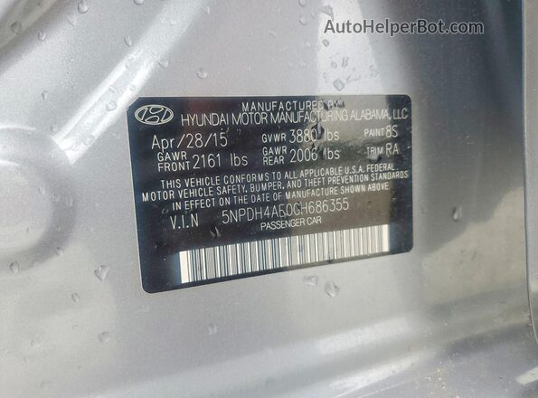 5NPDH4AE0GH686355 2016 HYUNDAI ELANTRA Gray 