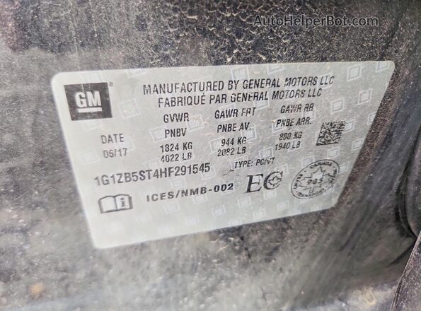 1G1ZB5ST4HF291545 2017 CHEVROLET MALIBU Charcoal VIN կոդի պիտակի տեսք