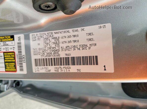 5TFLA5DB4TX361682 2026 TOYOTA TUNDRA Серебряный Вид наклейки с VIN-кодом