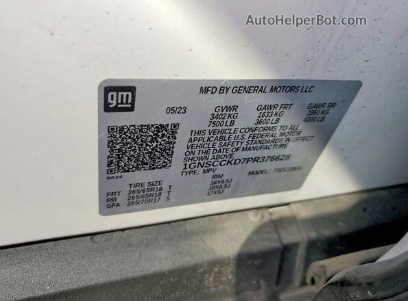 1GNSCCKD7PR376628 2023 CHEVROLET SUBURBAN Белый 
