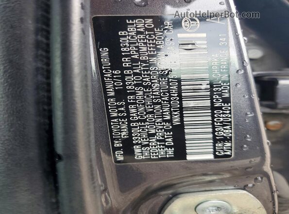 VNKKTUD34HA075731 2017 TOYOTA YARIS Charcoal Вид наклейки з VIN-кодом
