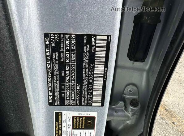 4JGFB4KB1LA025476 2020 MERCEDES-BENZ GLE Silver Սալոնի հետևի տեսք