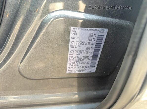 5N1DL1FRXNC330962 2022 INFINITI QX60 Gray Սալոնի հետևի տեսք