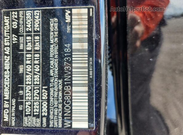 W1N0G8DB1NV373184 2022 MERCEDES-BENZ GLC-CLASS Черный 