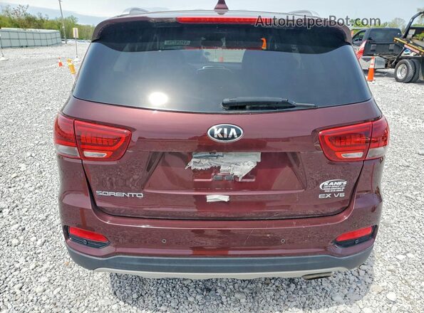5XYPHDA59KG537908 2019 KIA SORENTO Maroon Սալոնի դիմացի տեսք