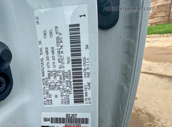 5TFLA5AA0PX020684 2023 TOYOTA TUNDRA White 