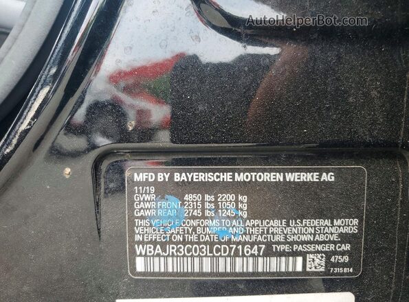WBAJR3C03LCD71647 2020 BMW 5 SERIES Черный Вид наклейки с VIN-кодом