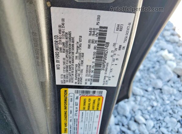 3FA6P0PU0HR277408 2017 FORD FUSION Gray 