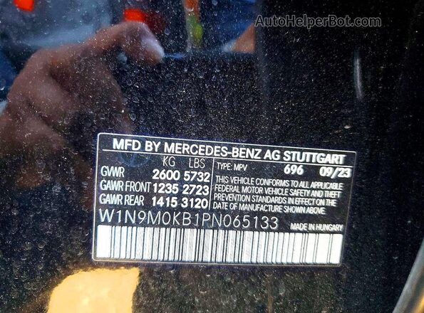 W1N9M0KB1PN065133 2023 MERCEDES-BENZ EQB Черный Панорамный вид салона 360°