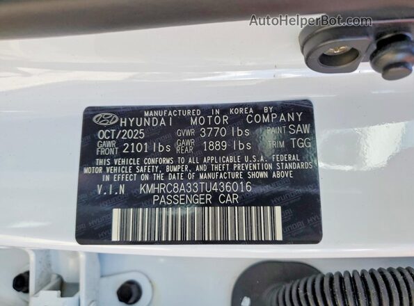 KMHRC8A33TU436016 2026 HYUNDAI VENUE White სალონის 360-გრადუსიანი ხედი