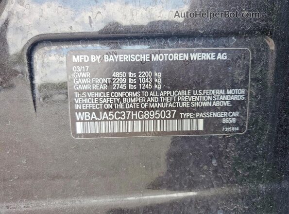 WBAJA5C37HG895037 2017 BMW 5 SERIES Brown Вид наклейки з VIN-кодом