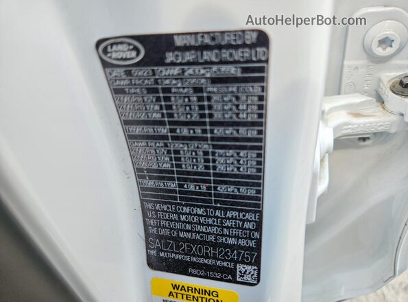 SALZL2FX0RH234757 2024 LAND ROVER RANGE ROVER White 