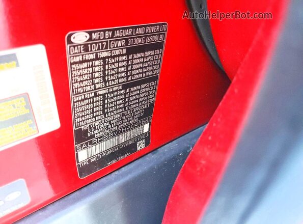 SALRHBBV7HA045682 2017 LAND ROVER DISCOVERY Red Панорамний вид салону 360°