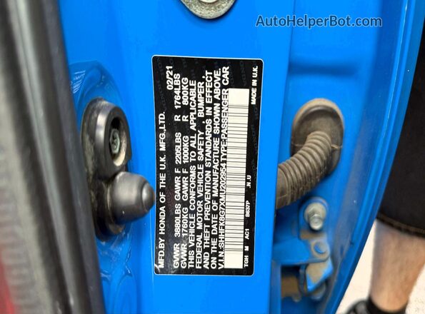 SHHFK8G7XMU202954 2021 HONDA CIVIC Blue Widok wnętrza z tyłu