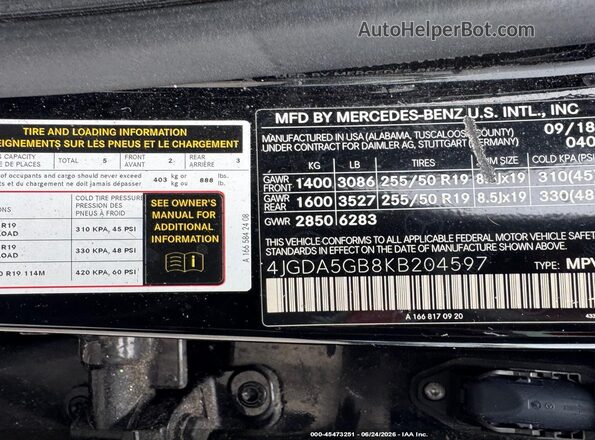 4JGDA5GB8KB204597 2019 MERCEDES-BENZ GLE 400 Черный Вид подкапотного пространства