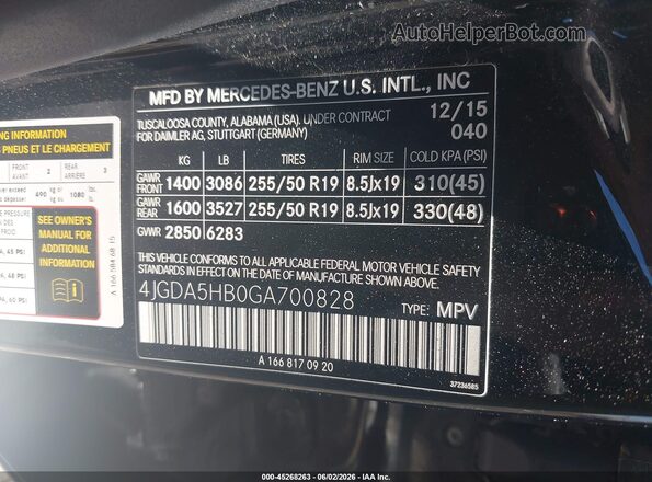 4JGDA5HB0GA700828 2016 MERCEDES-BENZ GLE 350 Black Engine compartment view