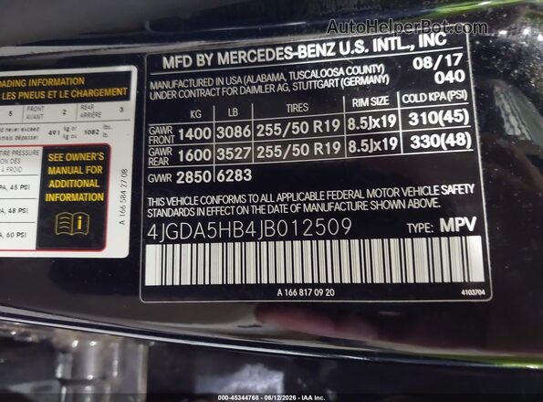 4JGDA5HB4JB012509 2018 MERCEDES-BENZ GLE 350 Black Вид підкапотного простору