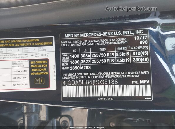 4JGDA5HB4JB035188 2018 MERCEDES-BENZ GLE 350 Black ძრავის განყოფილების ხედი
