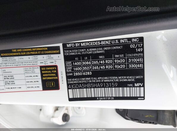 4JGDA5HB5HA913159 2017 MERCEDES-BENZ GLE 350 White Вид підкапотного простору