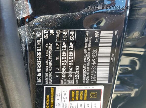 4JGDA5HB6HA978280 2017 MERCEDES-BENZ GLE Black VIN sticker view