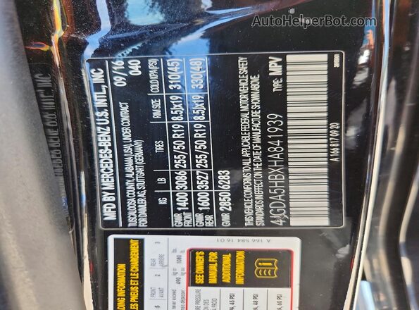 4JGDA5HBXHA841939 2017 MERCEDES-BENZ GLE Black Vista interior de 360 grados