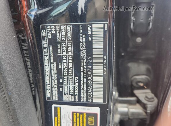 4JGDA5JB0GA741261 2016 MERCEDES-BENZ GLE Черный Вид подкапотного пространства