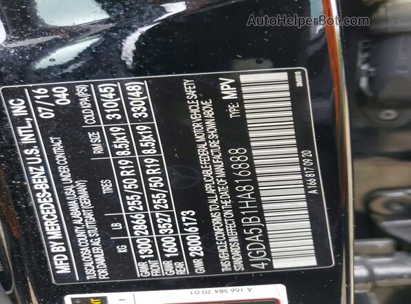 4JGDA5JB1HA816888 2017 MERCEDES-BENZ GLE Black VIN sticker view