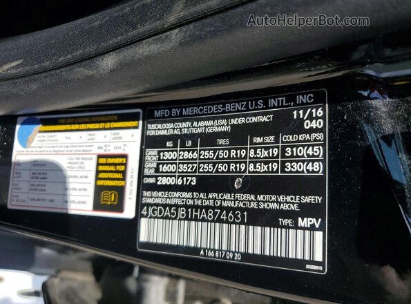 4JGDA5JB1HA874631 2017 MERCEDES-BENZ GLE Black Widok wnętrza 360 stopni