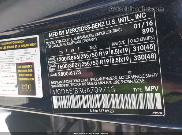 4JGDA5JB3GA709713 2016 MERCEDES-BENZ GLE 350 Dark Blue Vista del compartimento del motor