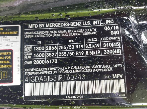4JGDA5JB3JB160743 2018 MERCEDES-BENZ GLE 350 Black Widok komory silnika
