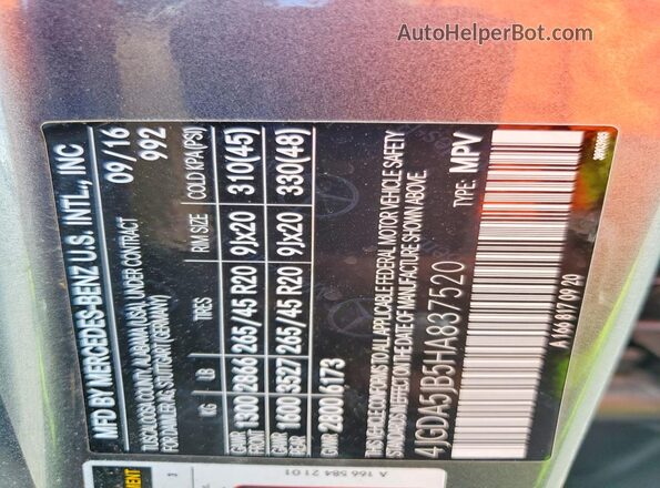 4JGDA5JB5HA837520 2017 MERCEDES-BENZ GLE Gray 