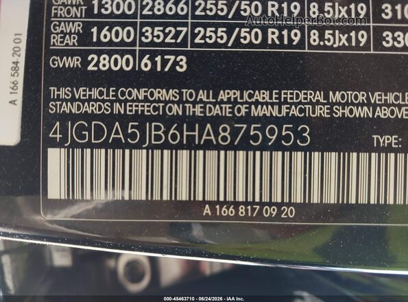4JGDA5JB6HA875953 2017 MERCEDES-BENZ GLE 350 Черный Вид подкапотного пространства