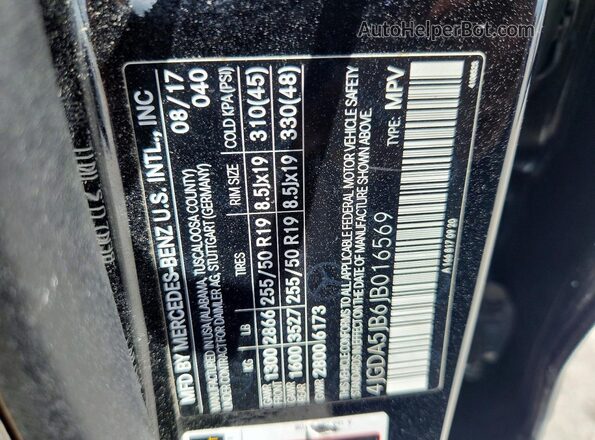 4JGDA5JB6JB016569 2018 MERCEDES-BENZ GLE Black Вид наклейки з VIN-кодом