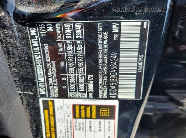 4JGDA5JB9GA684249 2016 MERCEDES-BENZ GLE Black Widok naklejki z numerem VIN