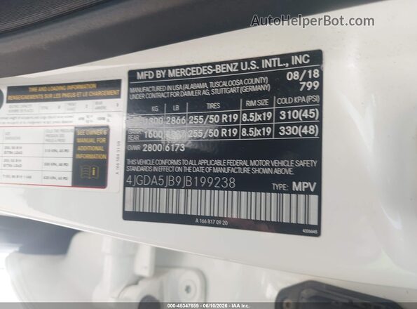 4JGDA5JB9JB199238 2018 MERCEDES-BENZ GLE 350 White Vista del compartimento del motor