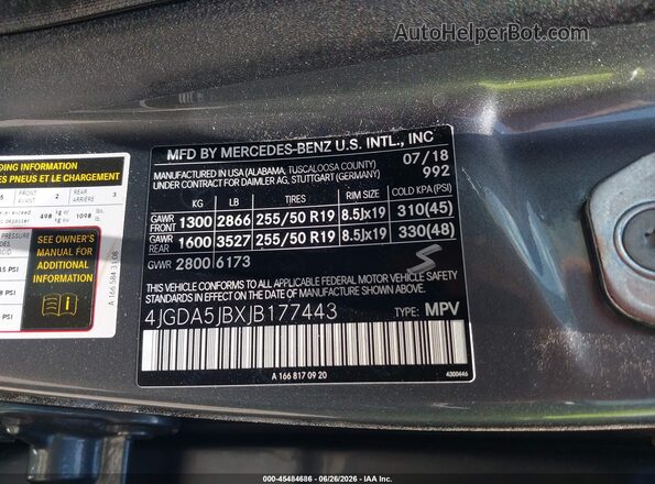 4JGDA5JBXJB177443 2018 MERCEDES-BENZ GLE 350 Gray Вид підкапотного простору