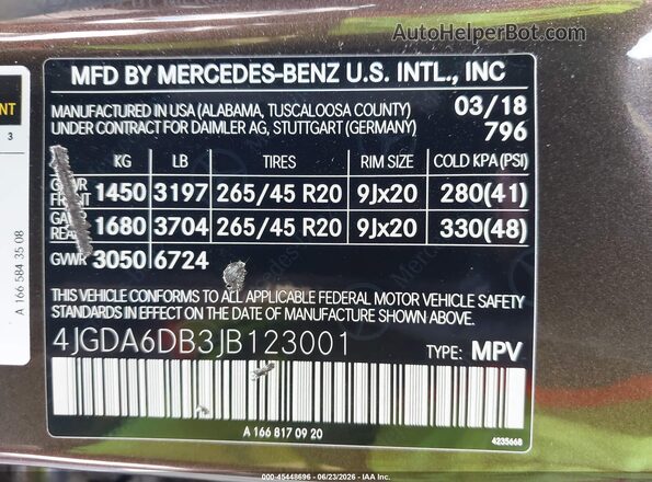 4JGDA6DB3JB123001 2018 MERCEDES-BENZ GLE 550E PLUG-IN HYBRID Brown ძრავის განყოფილების ხედი