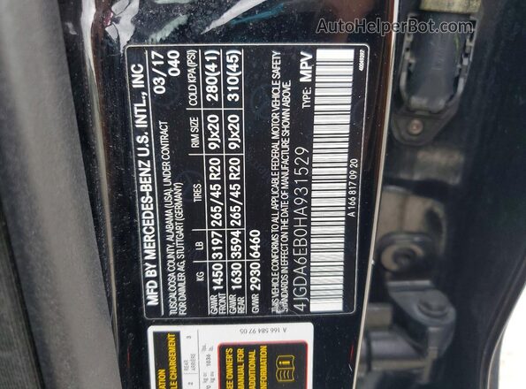 4JGDA6EB0HA931529 2017 MERCEDES-BENZ GLE Black Engine compartment view