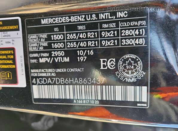 4JGDA7DB6HA863437 2017 MERCEDES-BENZ GLE Black 