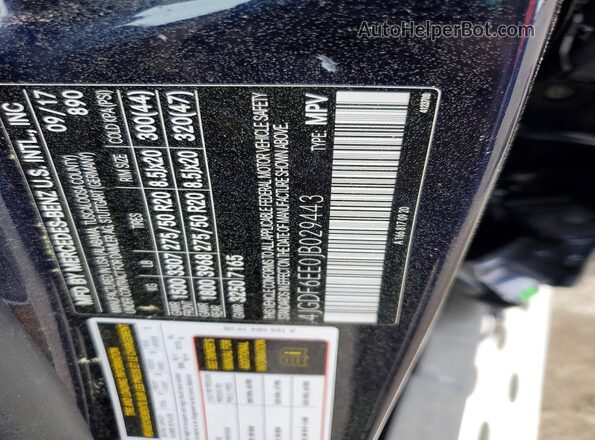 4JGDF6EE0JB029443 2018 MERCEDES-BENZ GLS Blue Widok naklejki z numerem VIN
