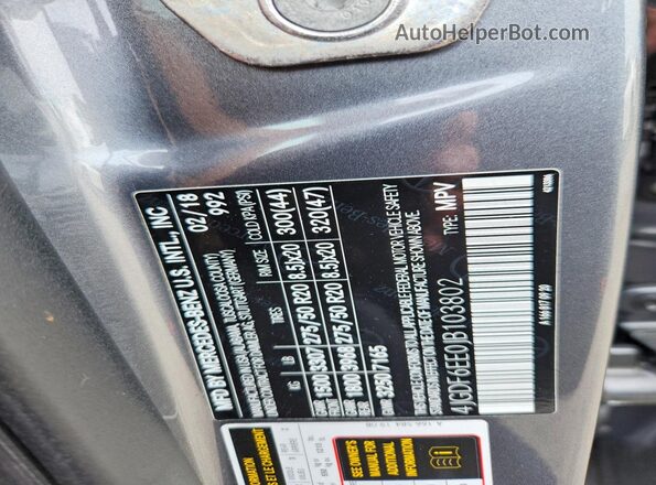 4JGDF6EE0JB103802 2018 MERCEDES-BENZ GLS Серый Вид наклейки с VIN-кодом