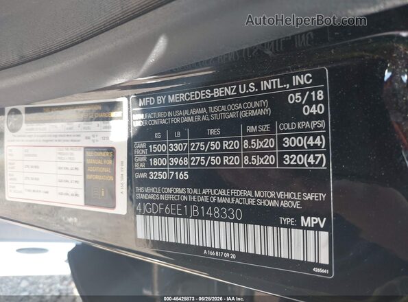 4JGDF6EE1JB148330 2018 MERCEDES-BENZ GLS 450 Black Engine compartment view