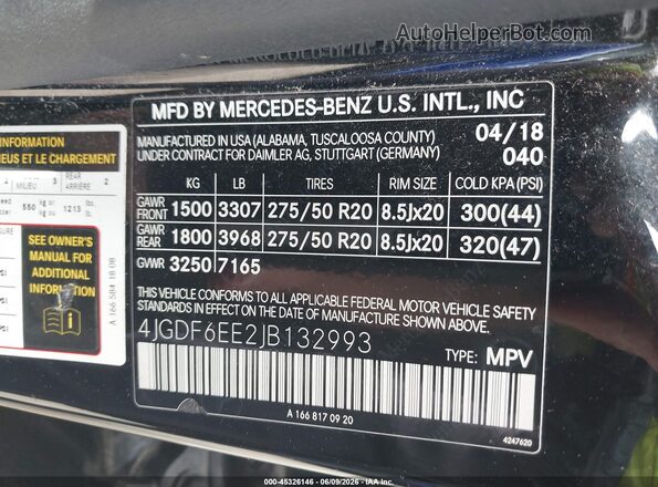 4JGDF6EE2JB132993 2018 MERCEDES-BENZ GLS 450 Черный Вид подкапотного пространства