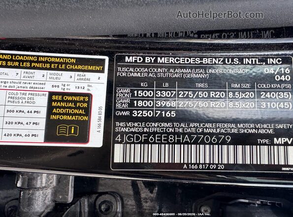 4JGDF6EE8HA770679 2017 MERCEDES-BENZ GLS 450 Черный Вид подкапотного пространства